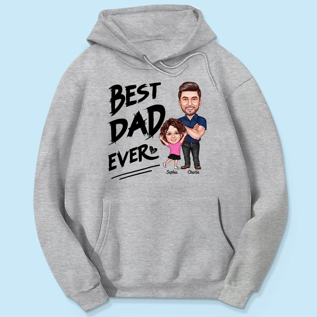 Best Dad Ever Caricature Man And Kids Personalized Shirt, Father's Day gift for Dad, for Grandpa, for Husband