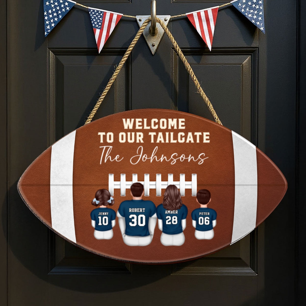 Welcome To Our Tailgate Football Family Decor Personalized Wooden Sign
