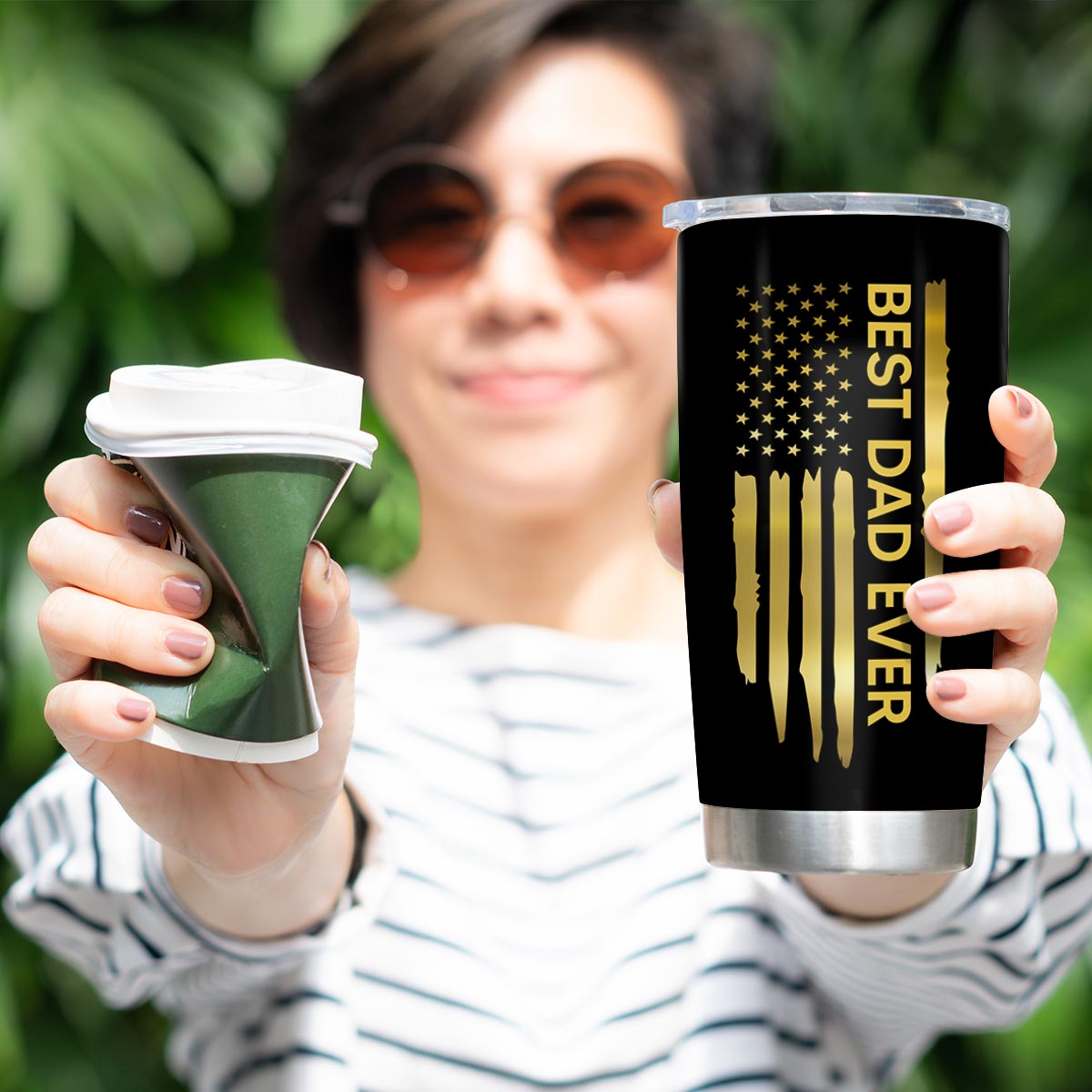 Best Dad Papa Grandpa Ever Fist Bump Outline Nation Flag Father‘s Day Gift For Husband Father Figures Personalized Tumbler