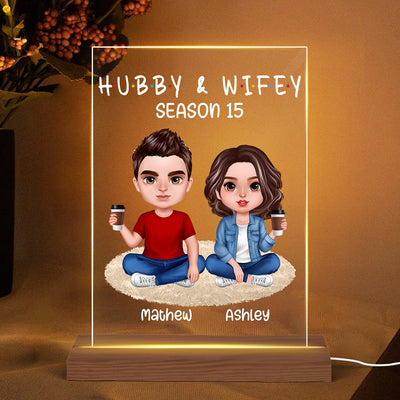 Hubby Wifey Realistic Doll Couple Personalized Acrylic LED Night Light
