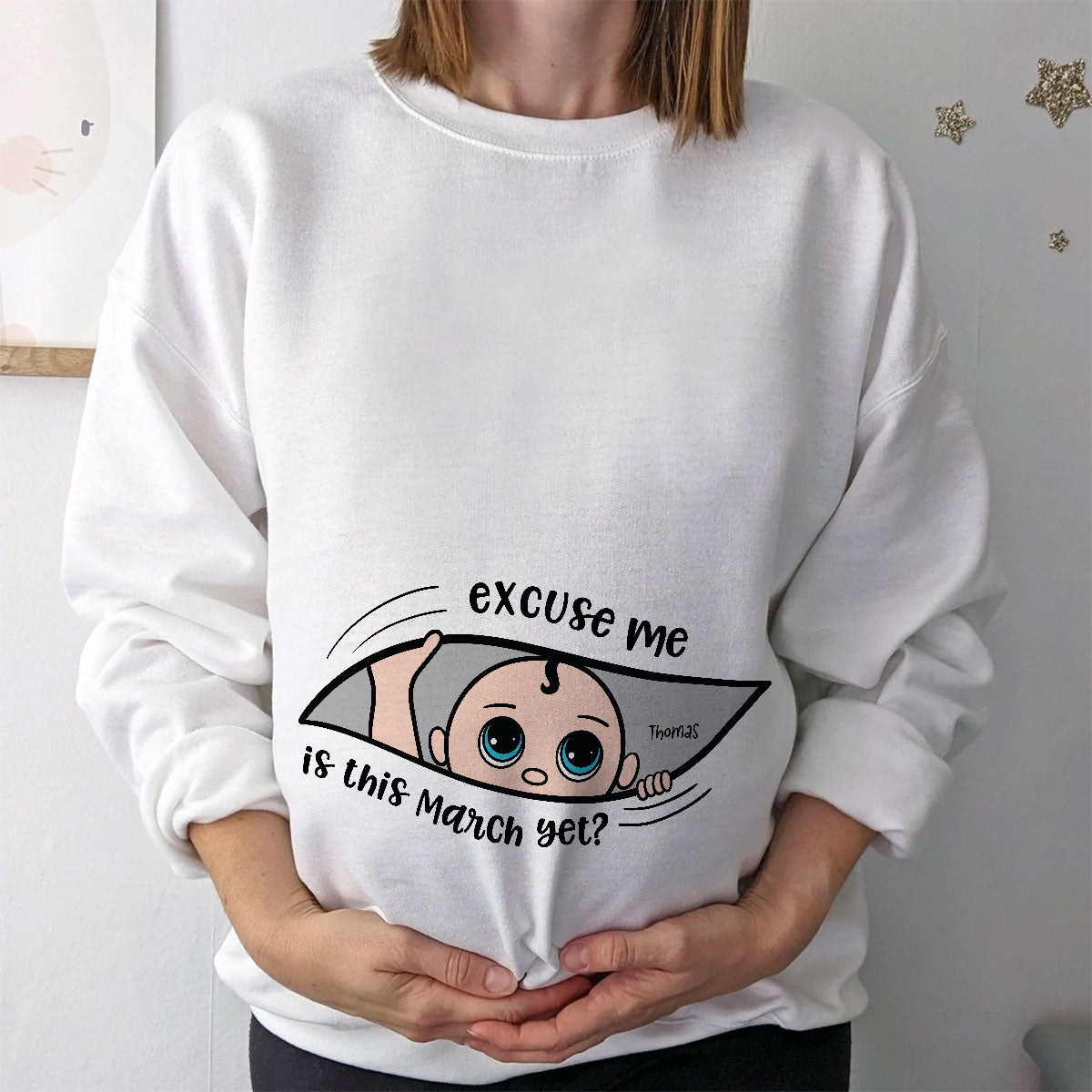 Excuse Me Is It Yet, Pregnancy Announcement, - Personalized Shirt