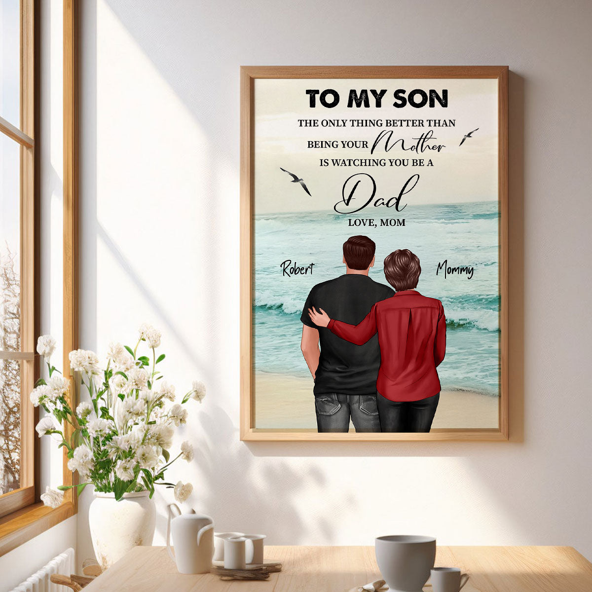 Beach Landscape To My Son From Dad Mom Personalized Poster, Father's Day gift