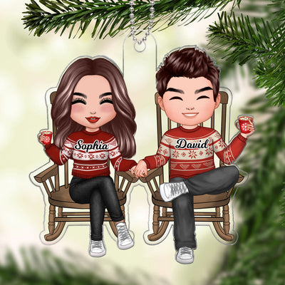 Doll Couple Sitting On Chair Christmas Gift For Him For Her Personalized Acrylic Ornament