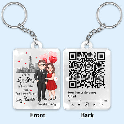 Our Favorite Love Story Couple Skyline Personalized Acrylic Keychain
