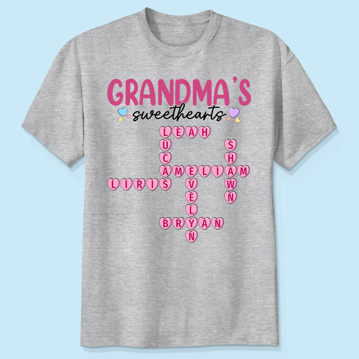 Grandma's Sweethearts Unique Crossword Puzzle Personalized Shirt