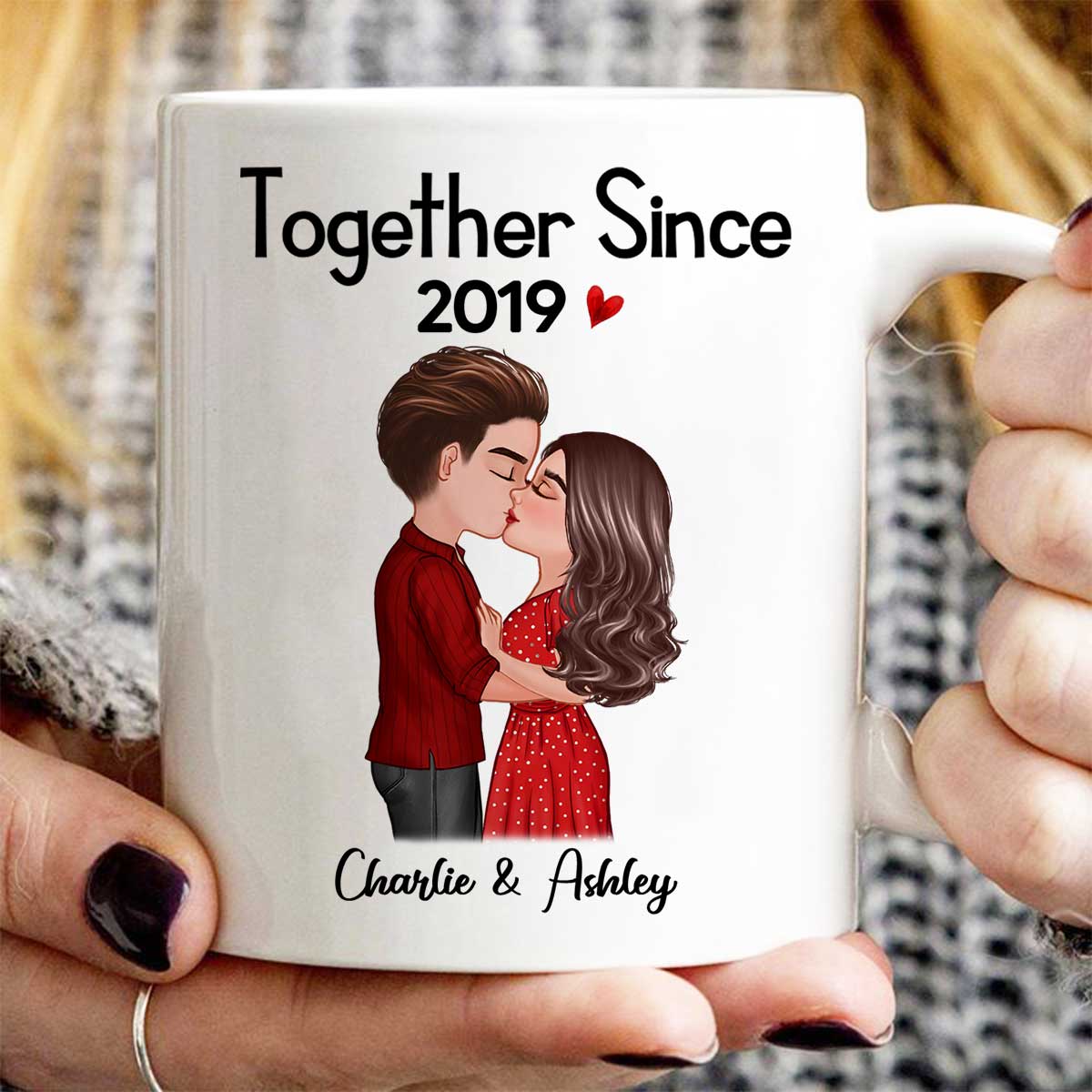 Doll Couple Kissing  Anniversary Gift For Him Gift For Her Personalized Mug