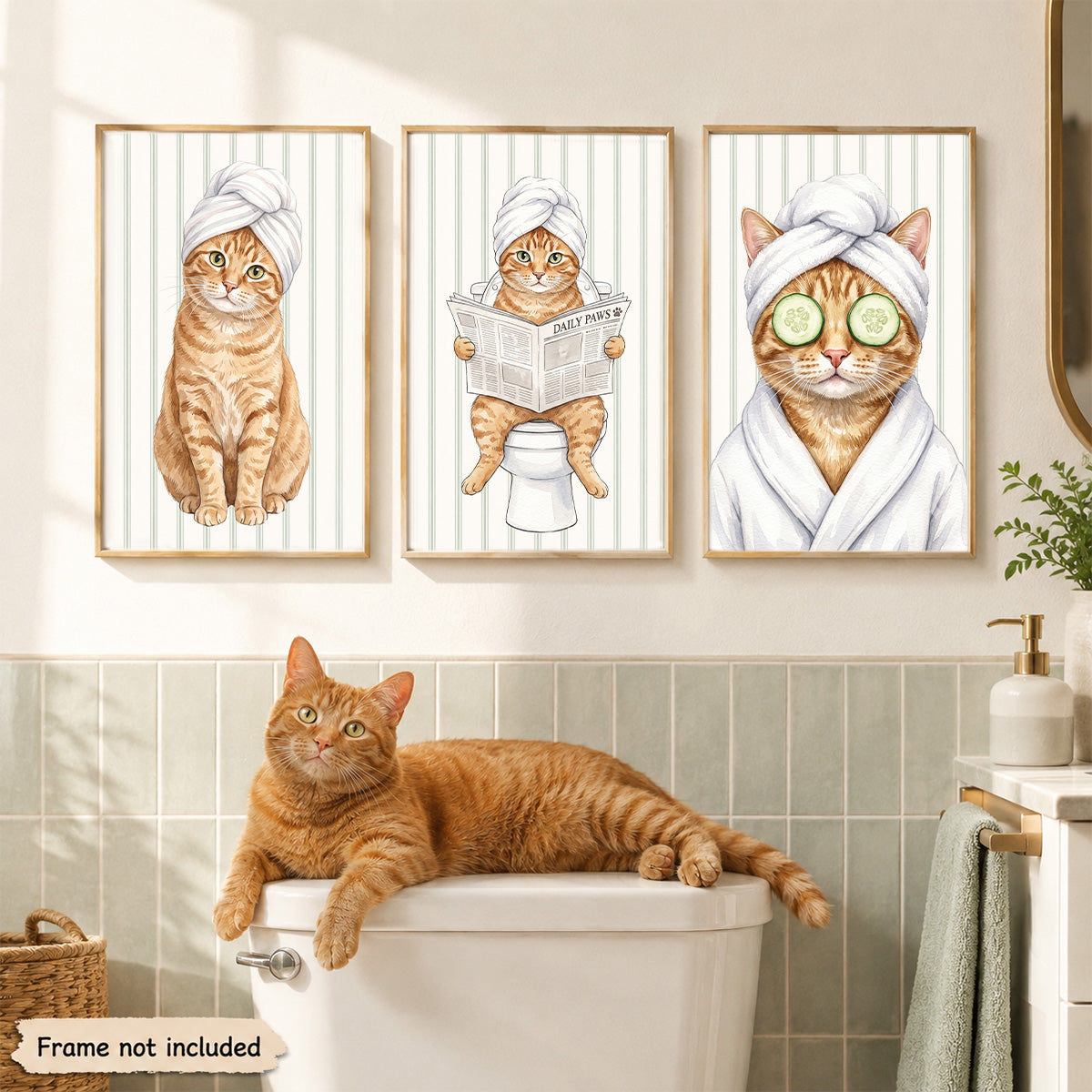 Custom Bathroom Pet Portrait From Photo - Personalized Poster - Funny Bathroom Decor For Pet Lovers