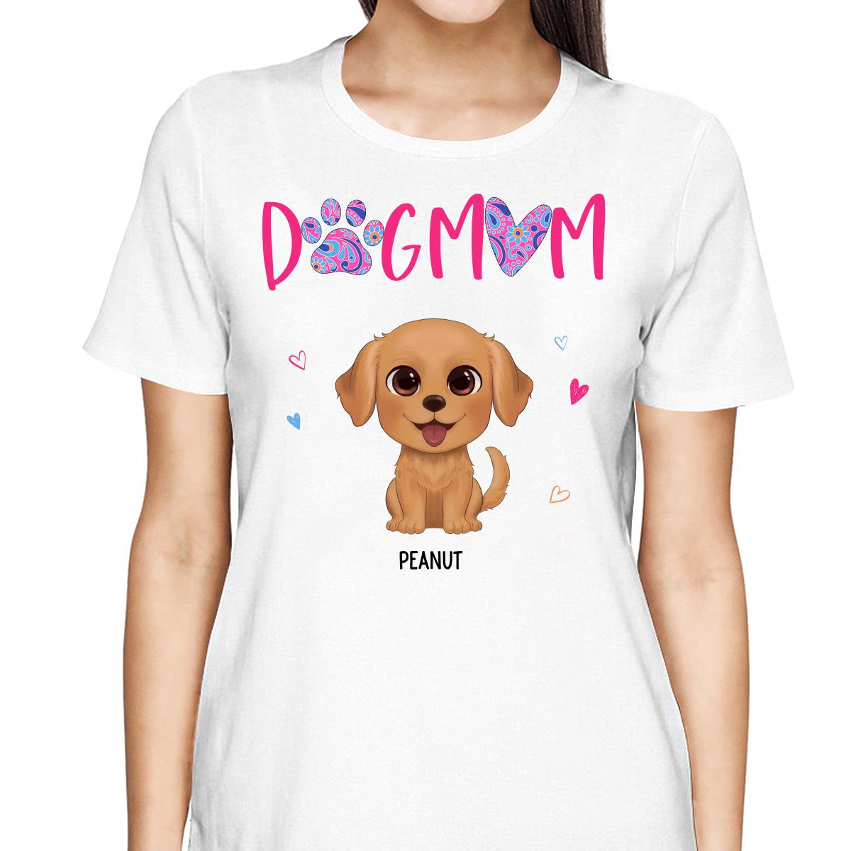Watercolor Cute Dogs Pink Dog Mom Personalized Shirt