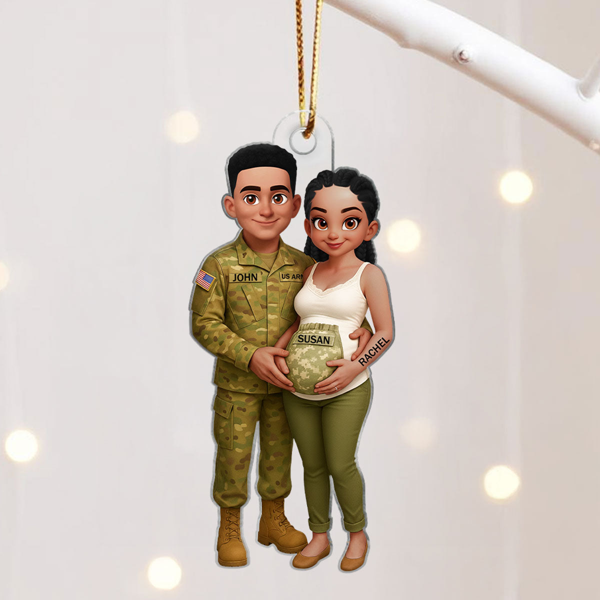 Expecting Army Parents - Personalized Acrylic Ornament - Special Gift for Expecting Parents, for Him, for Her