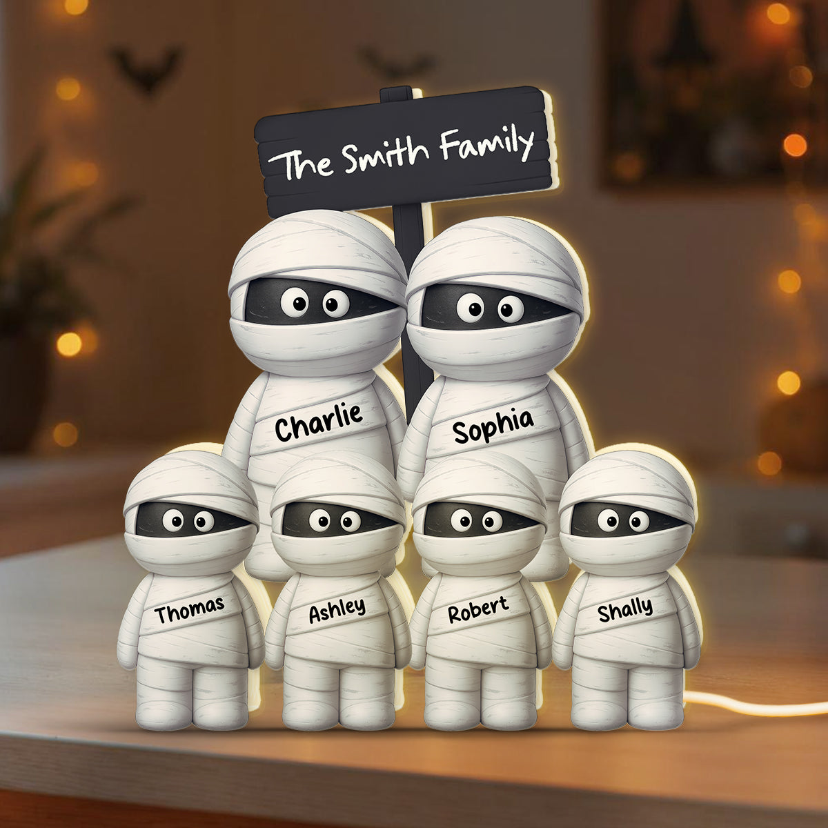 Halloween Cute Funny Mummy Family Personalized LED Light Box, Halloween Home Decoration