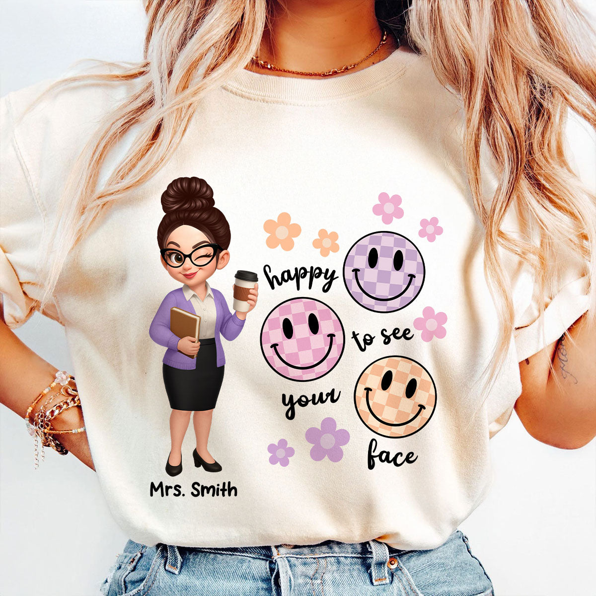 Happy To See Your Face Smiley Face Persomalized Shirt, Back To School Shirt For Teachers