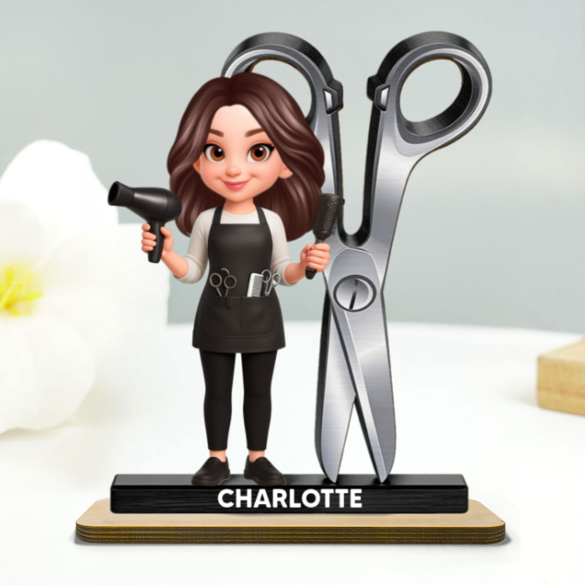 Hairdresser Man Woman - Personalized 2-Layered Wooden Plaque - Gift For Hairdressers