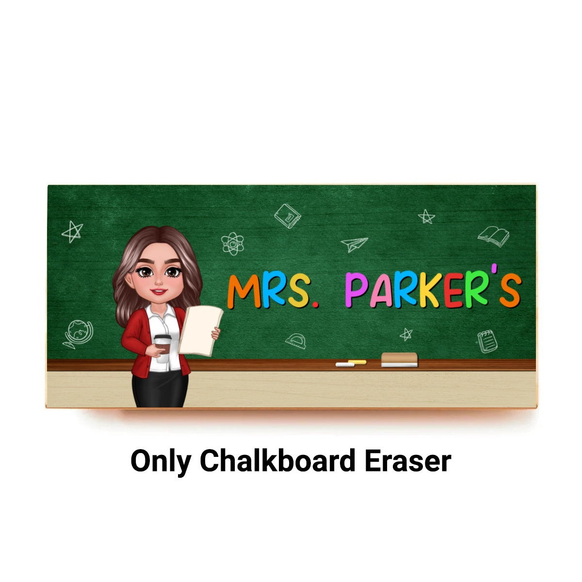 Doll Teacher Personalized Chalkboard Whiteboard Eraser with Marker, Teacher Appreciation Gift, Back To School Gift