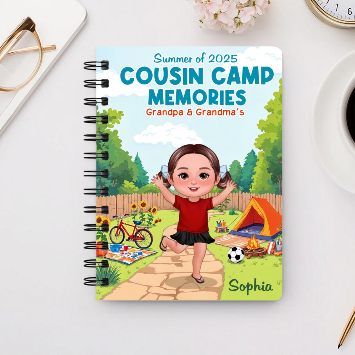 Cousin Camp Memories Personalized Spiral Notebook Journal, Gift For Kids