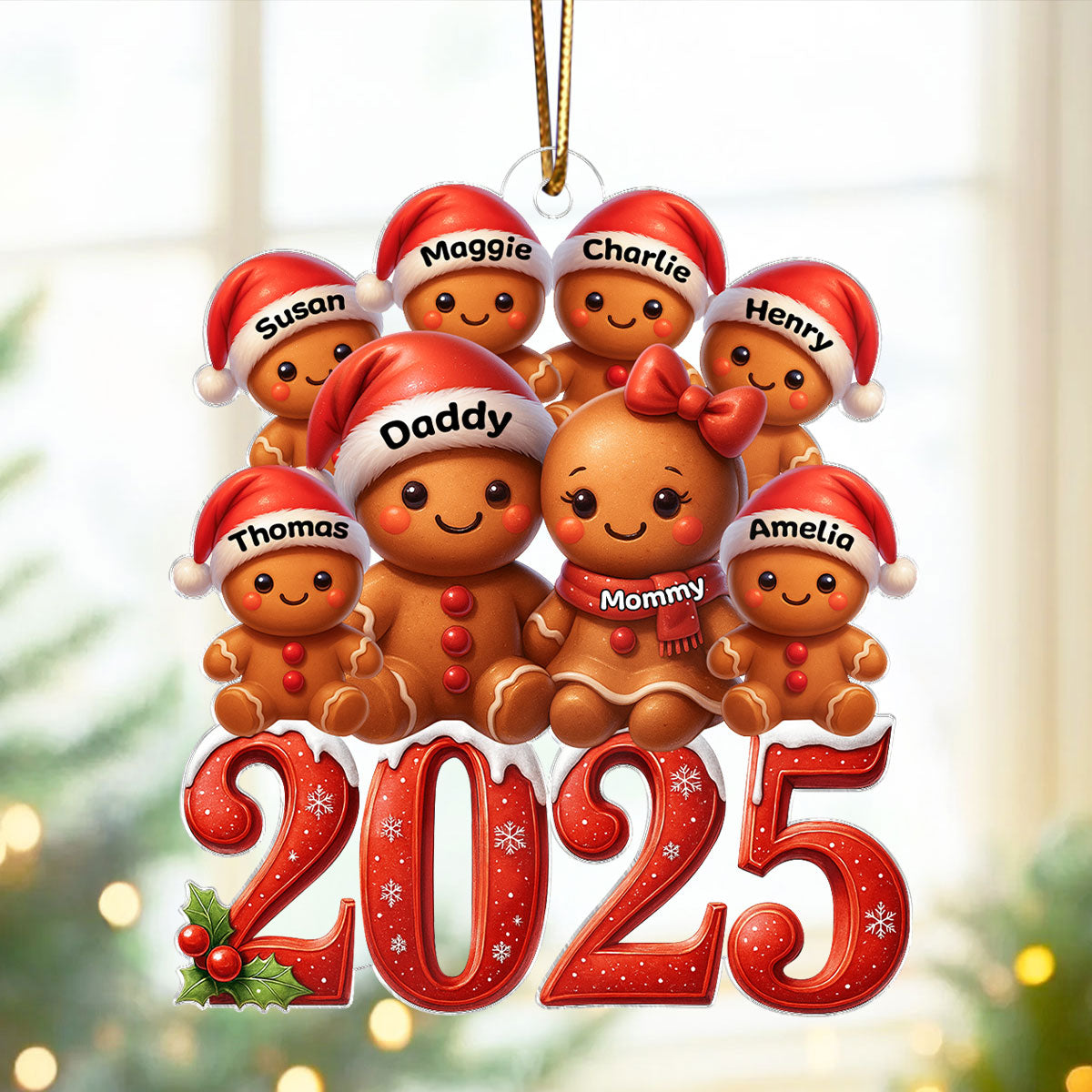Family Gingergread 2025 Togetherness - Personalized Acrylic Ornament - Christmas Gift for Husband, Wife, Christmas Decor