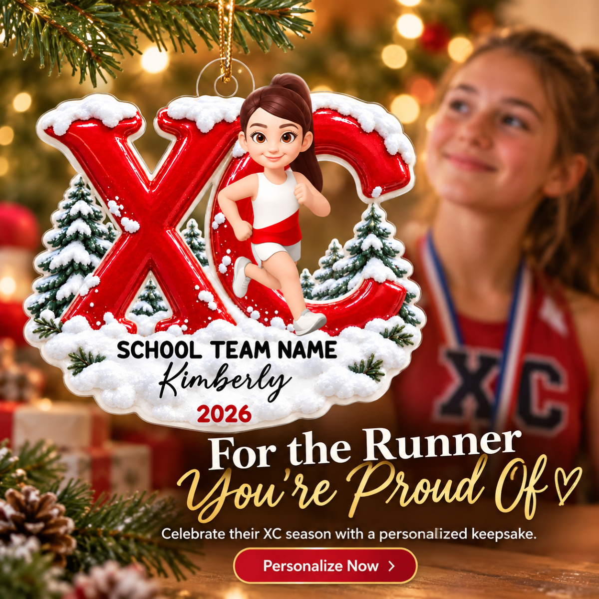 Trending Cross Country - Personalized Acrylic Ornament - High school Runner Keepsake, Custom Running Christmas Gift For Boy Girl Runner