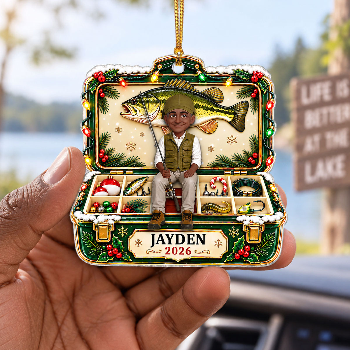Trending Christmas Fishing - Personalized Acrylic Ornament - Gift For Dad, Husband, Grandpa, Fisherman