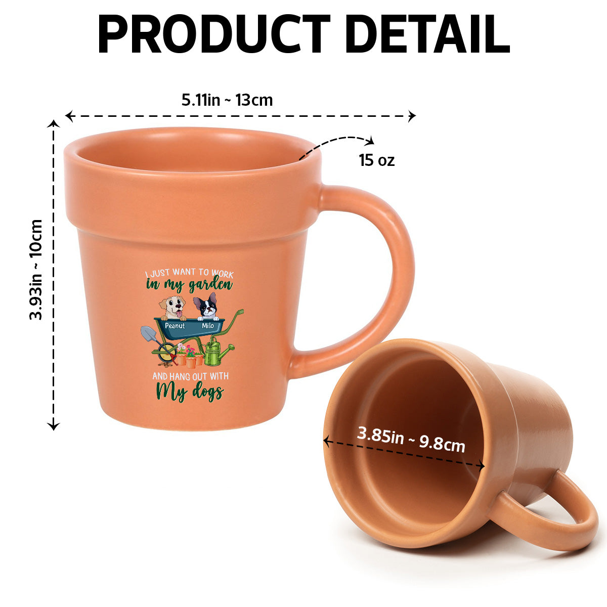 Just Want To Work In My Garden With My Dogs - Personalized Plant Pot Ceramic Mug - Gift For Gardening Lovers