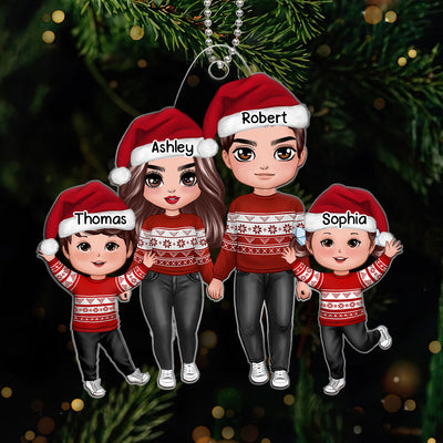Happy Doll Family Christmas Gift Personalized Acrylic Ornament