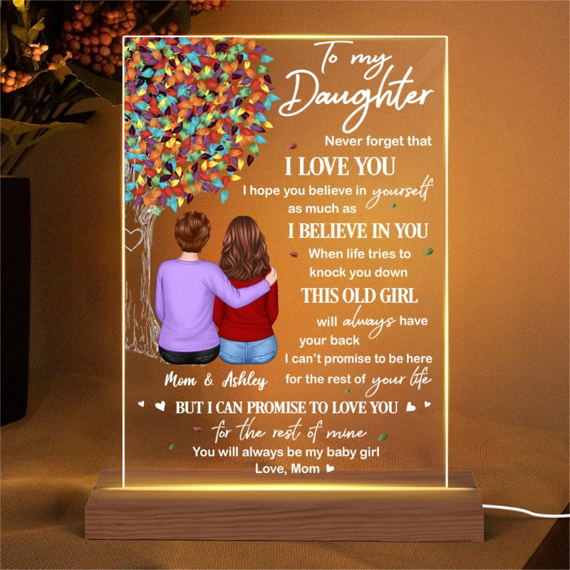 Colorful Tree To My Daughter Personalized Rectangle Acrylic Plaque LED Lamp Night Light