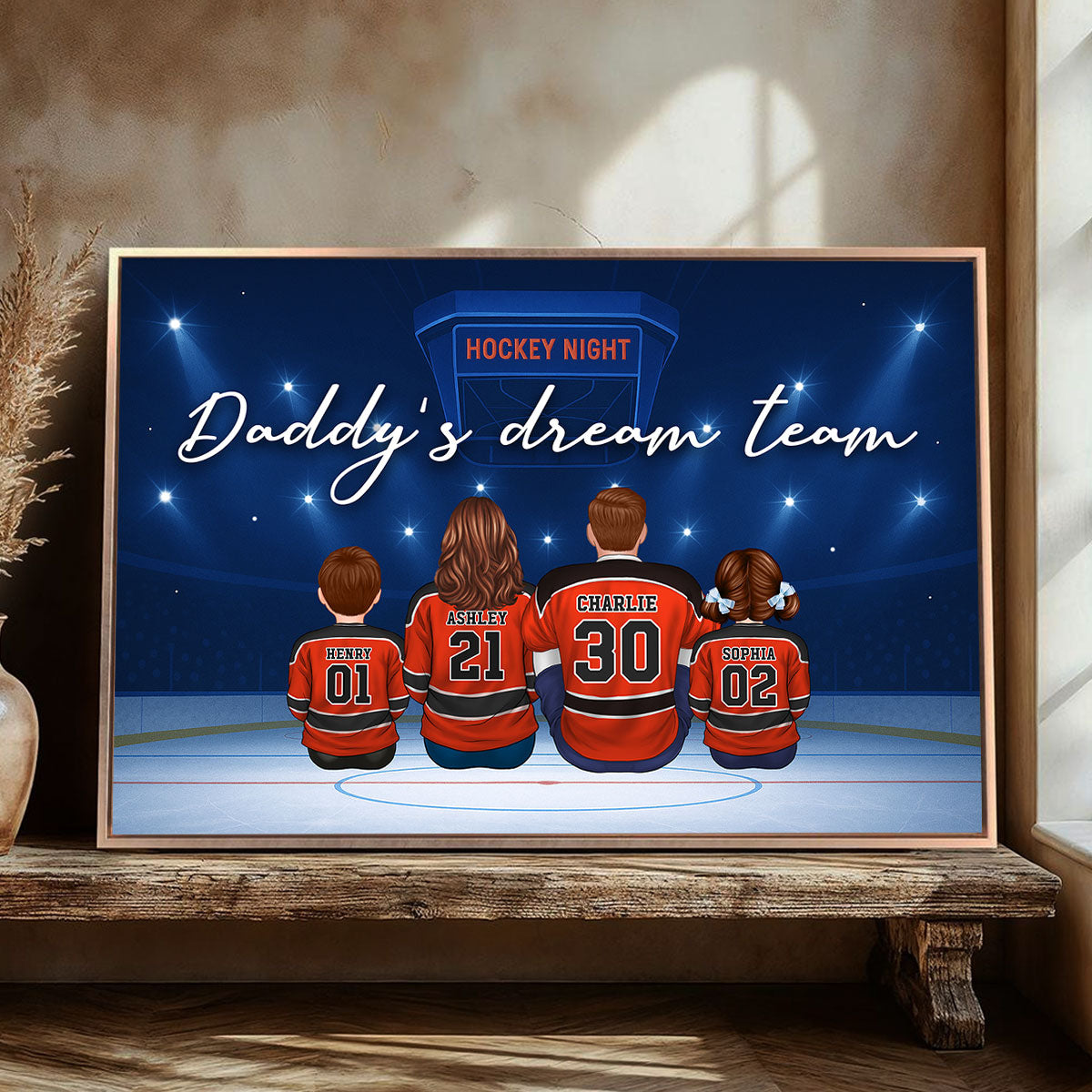 Hockey Daddy's Dream Team Personalized Poster| Unique Father's Day Gift For Dad, Husband
