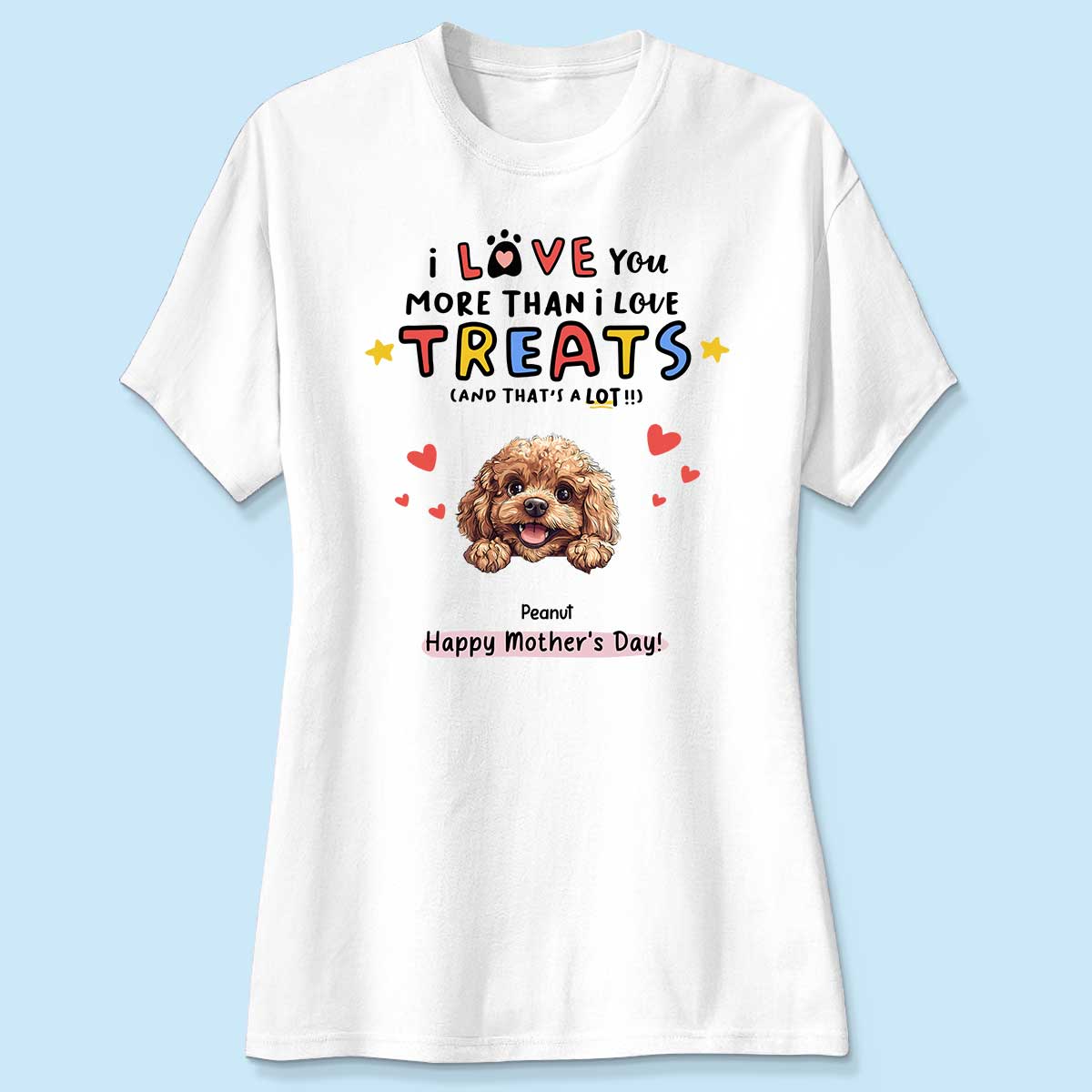 I Love You More Than I Love Treats Cartoon Peeking Dog Personalized Shirt, Gift for Dog Moms