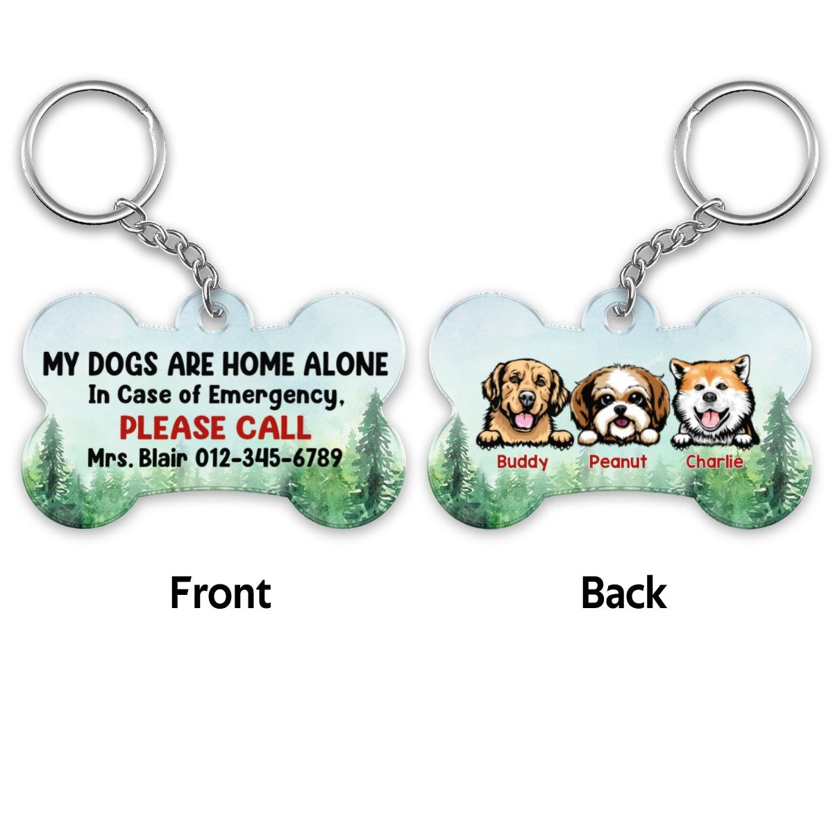Forest Landscape My Pets Home Alone Peeking Dog Cat Personalized Acrylic Keychain