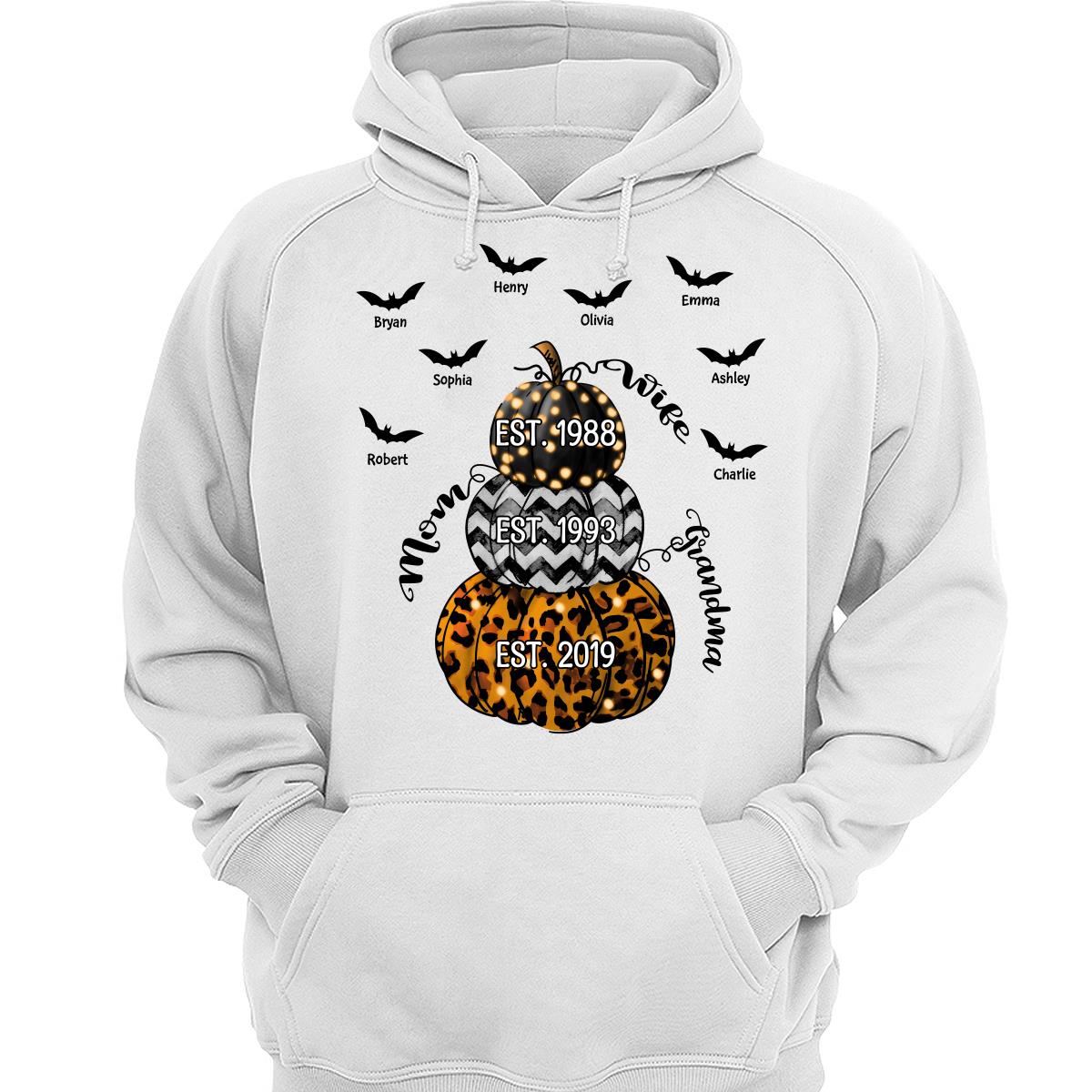 Halloween Stacked Pumpkins Grandpa Personalized Shirt