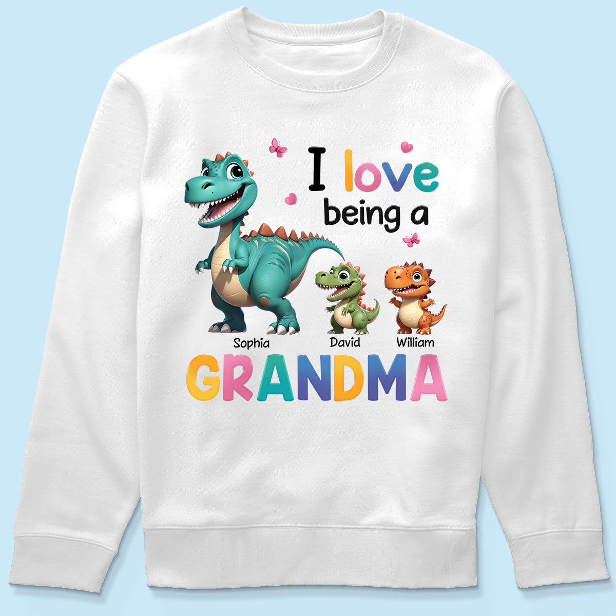 I Love Being A Grandma Colorful 3D Effect Cute Dinosaurs Personalized Shirt, Gift For Grandma