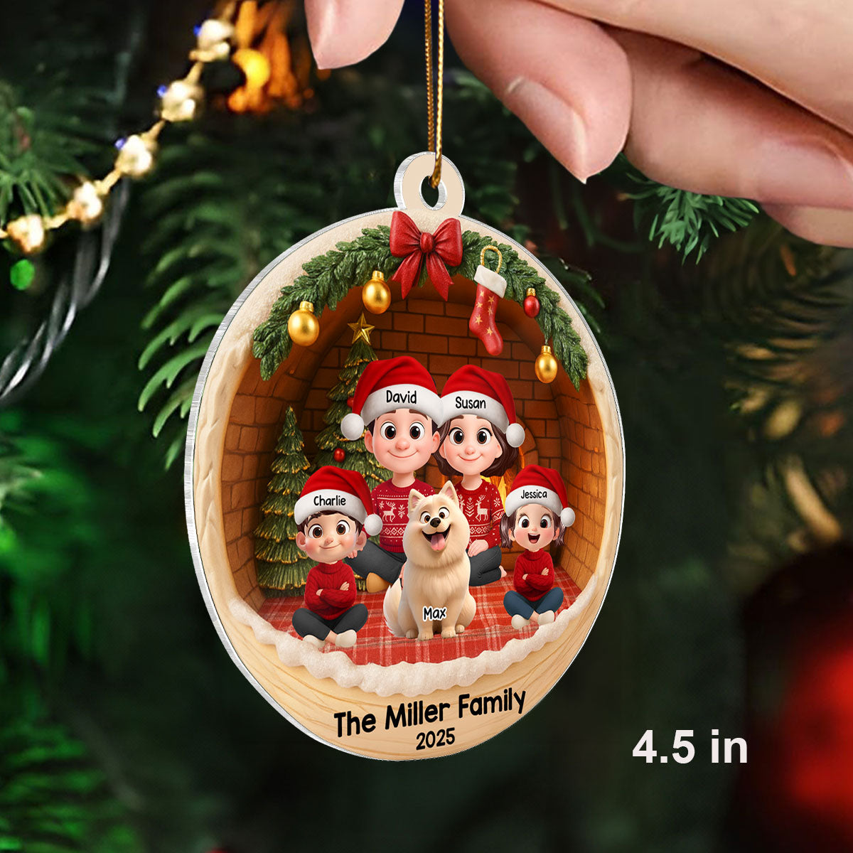 3D Cozy Vibe Family Sitting - Personalized Acrylic Ornament - Christmas Gift for Family
