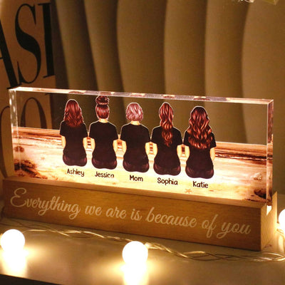 Retro Vintage Mom And Sons Daughters Beach Landscape Personalized LED Night Light