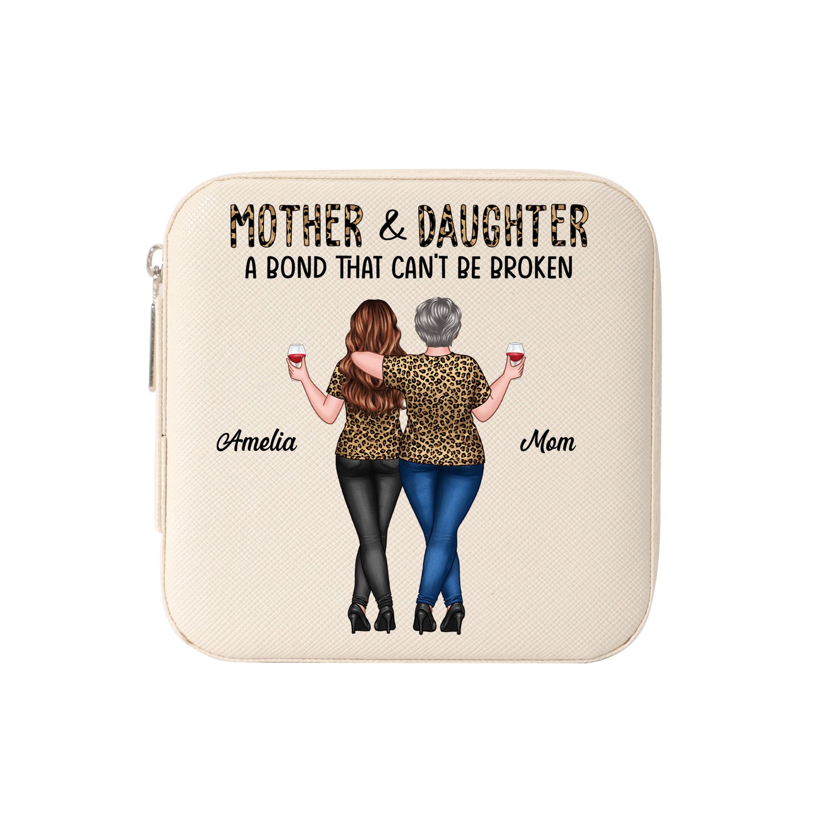 Leopard Mother Daughter Bond That Can't Be Broken Personalized Jewelry Box, Gift For Mom, Daughter