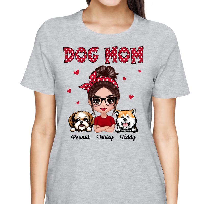 Polka Dot Pattern Doll Dog Mom Personalized Shirt
