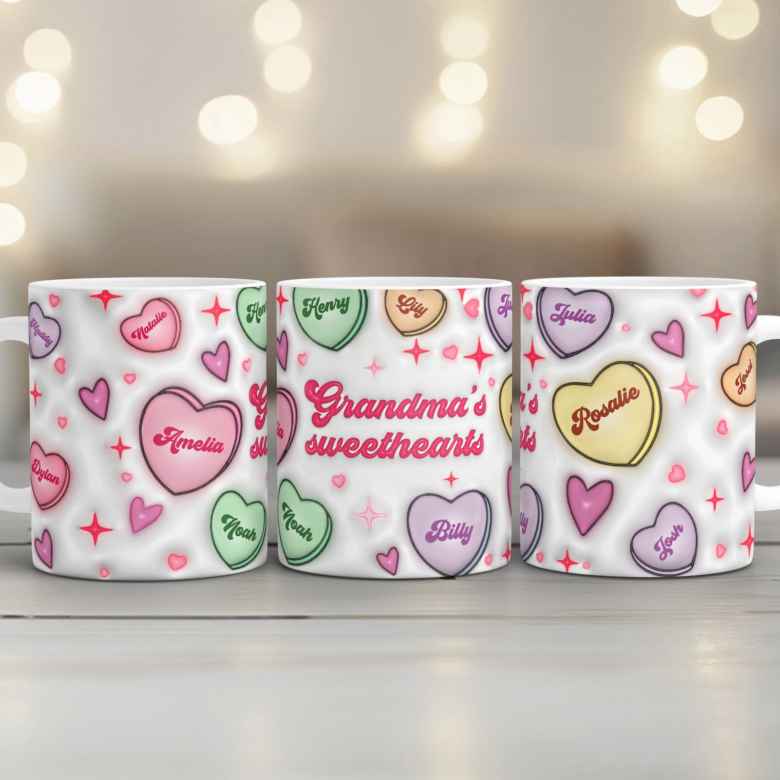 Grandma's Sweethearts Personalized 3D Inflated Effect Mug, Gift for Grandma