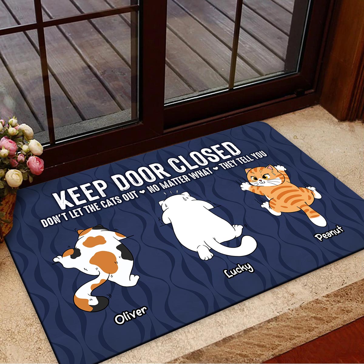 Don't Let The Cats Out Naughty Cats Personalized Doormat