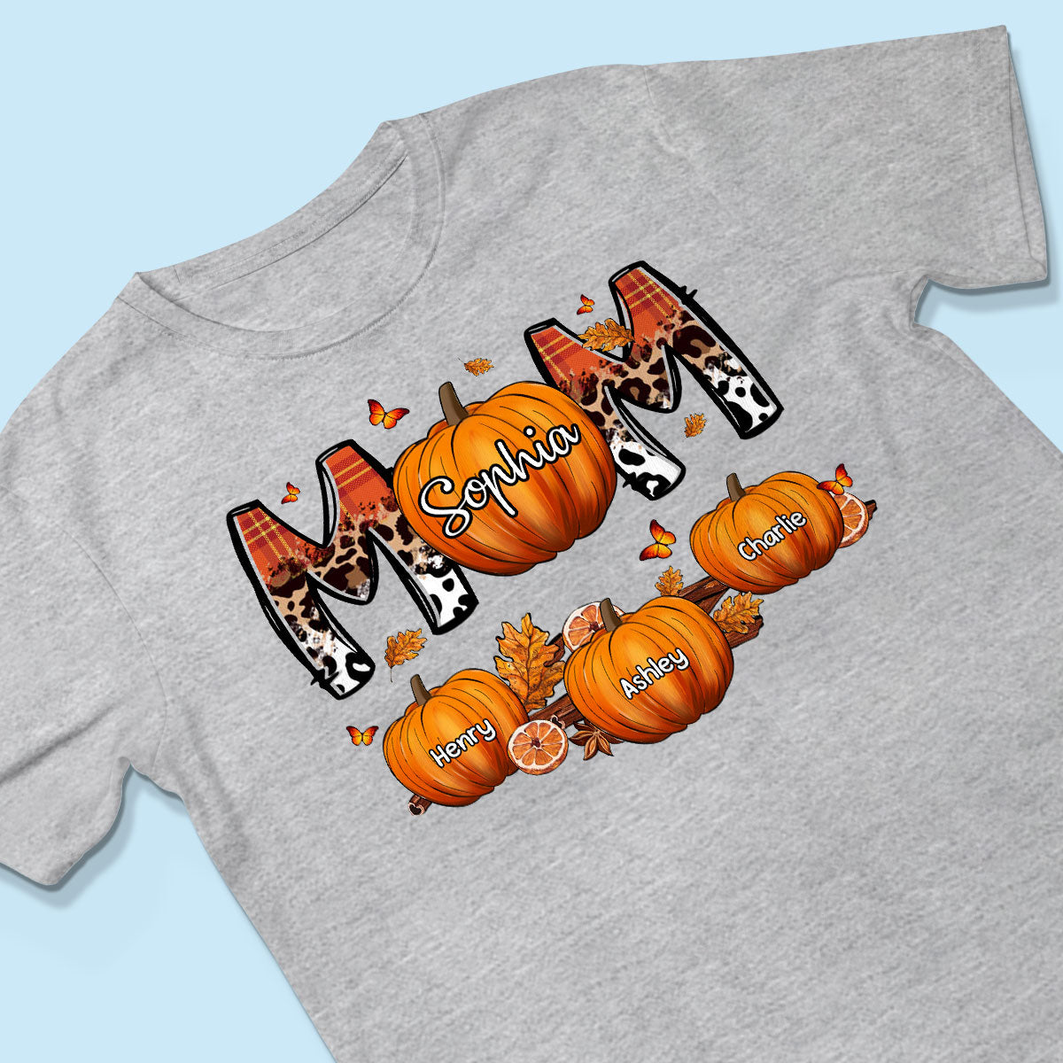 Mom Patterned Pumpkins Fall Season Personalized Shirt