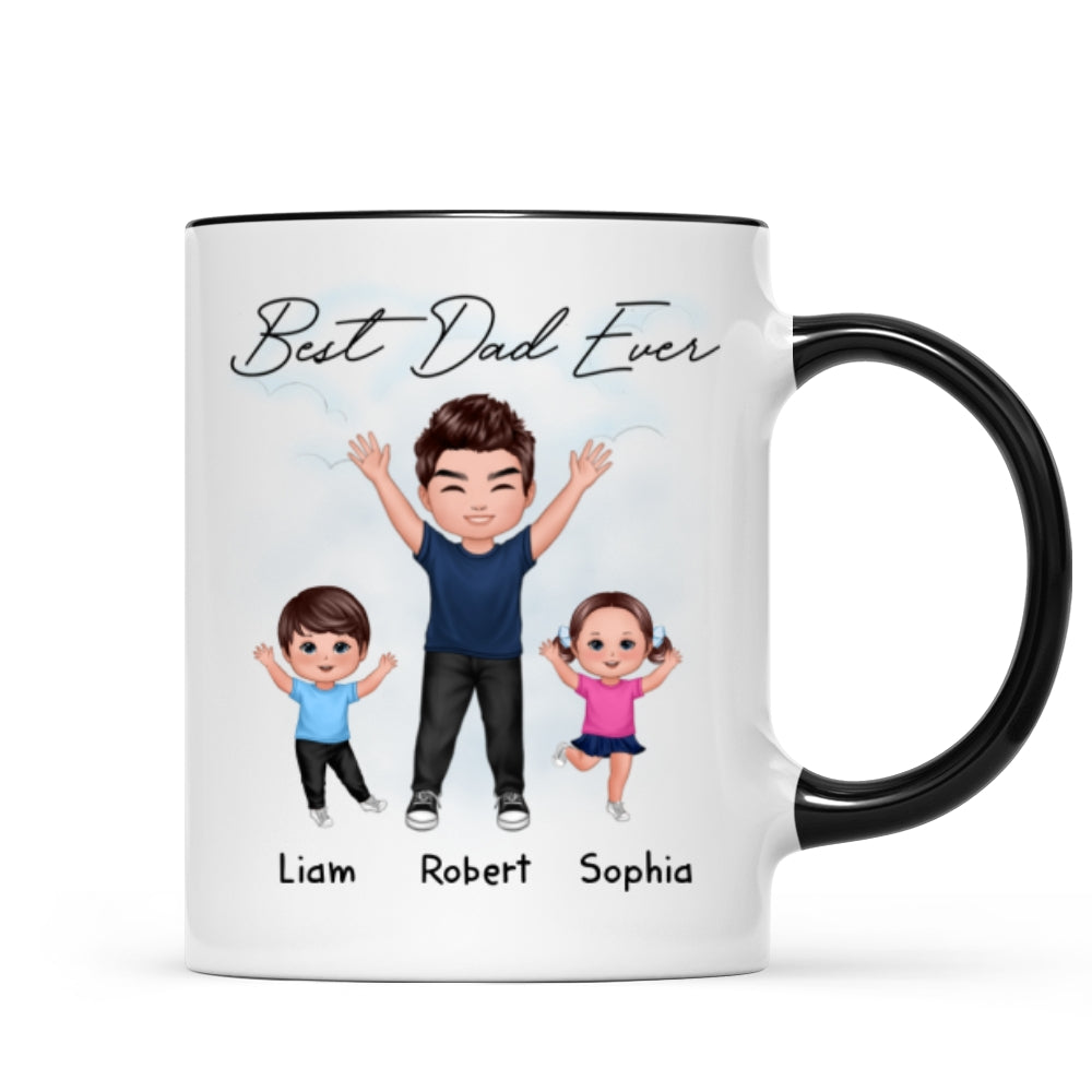 Happy Dad And Kids Dogs Cats Best Dad Ever Father‘s Day Gift For Dad Personalized Mug