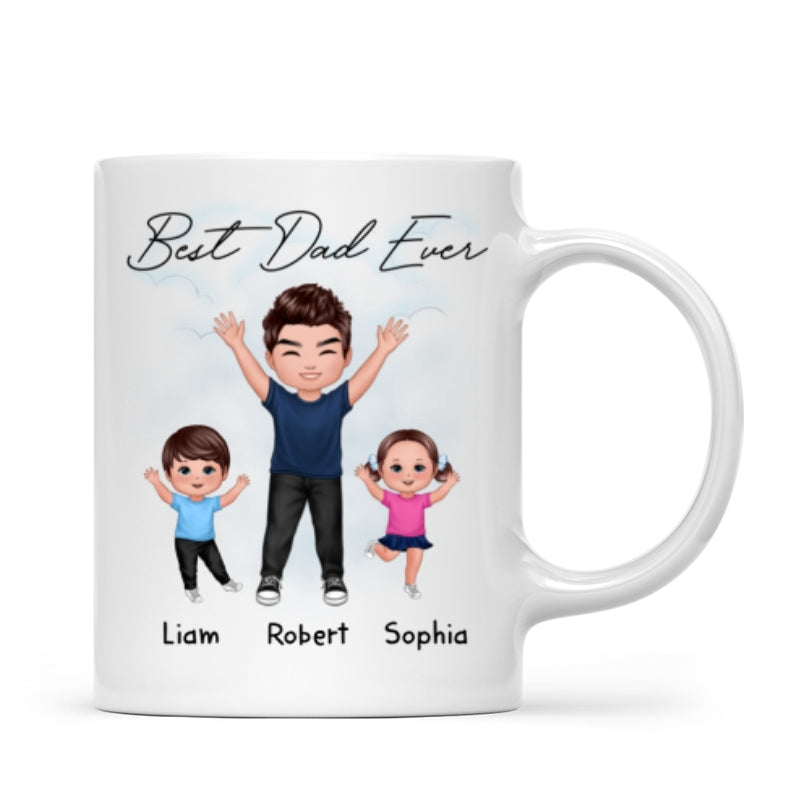 Happy Dad And Kids Dogs Cats Best Dad Ever Father‘s Day Gift For Dad Personalized Mug