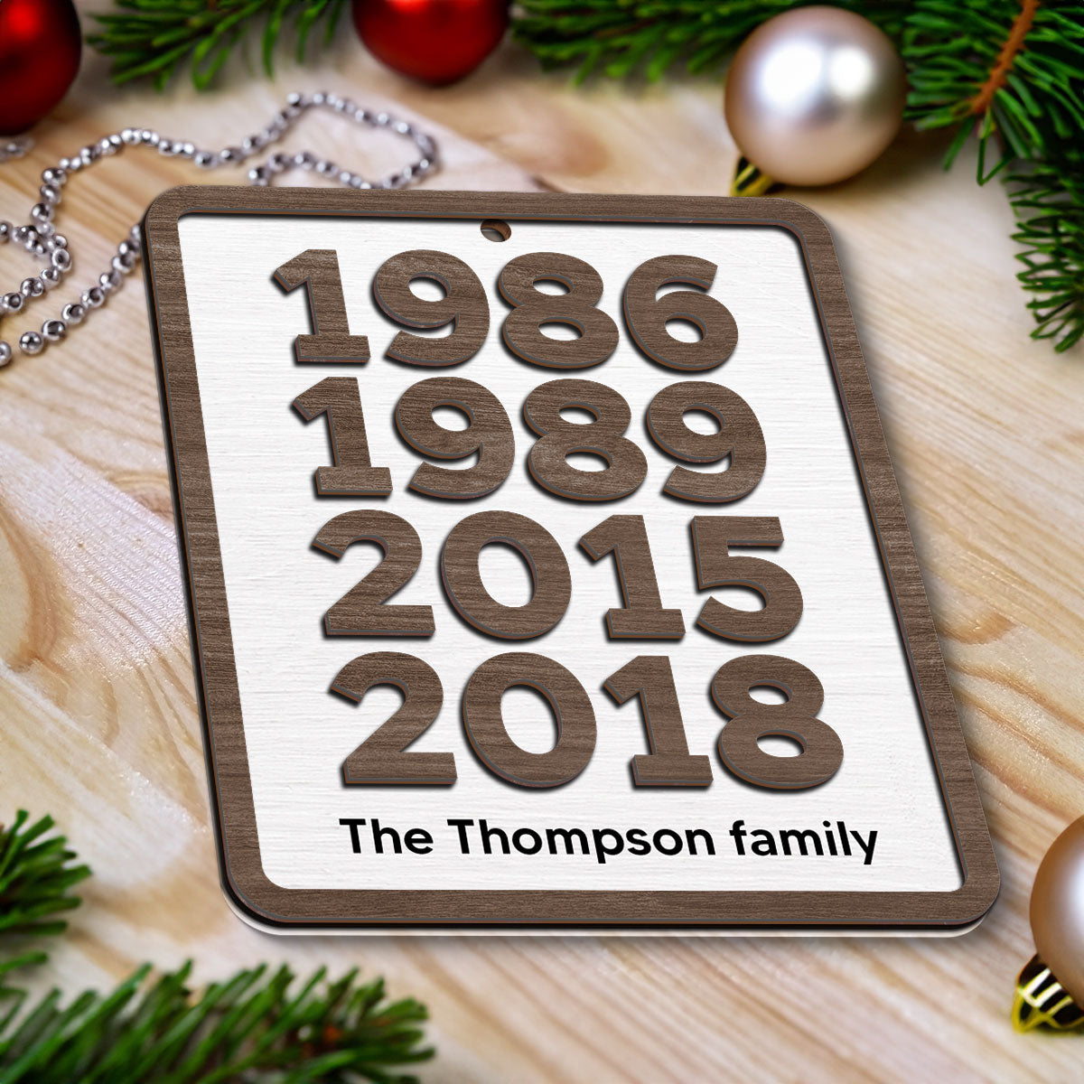 Custom Years Family Decor Gift Personalized 2-Layer Wooden Ornament