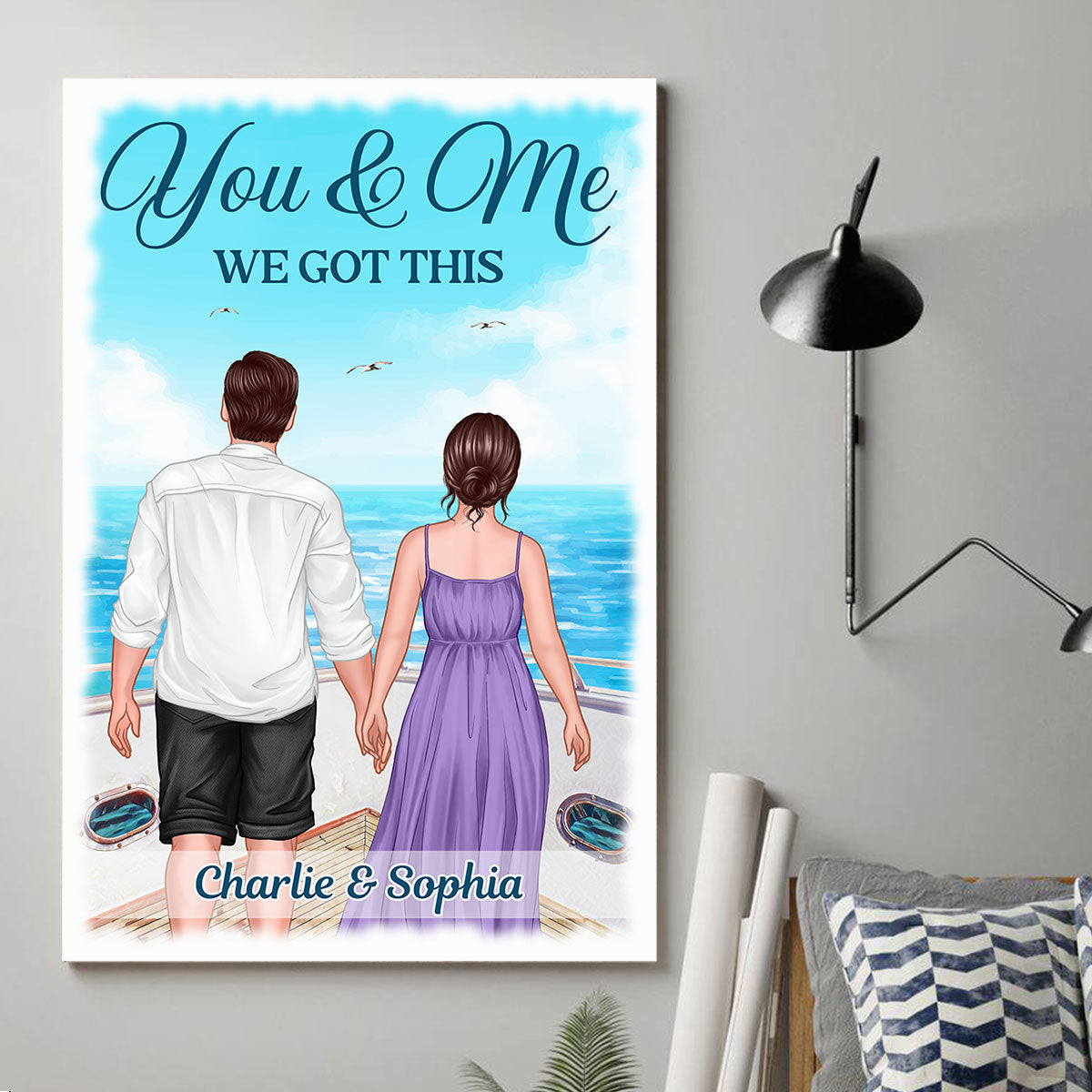 You & Me We Got This Couple Back View On Boat Summer Personalized Vertical Poster