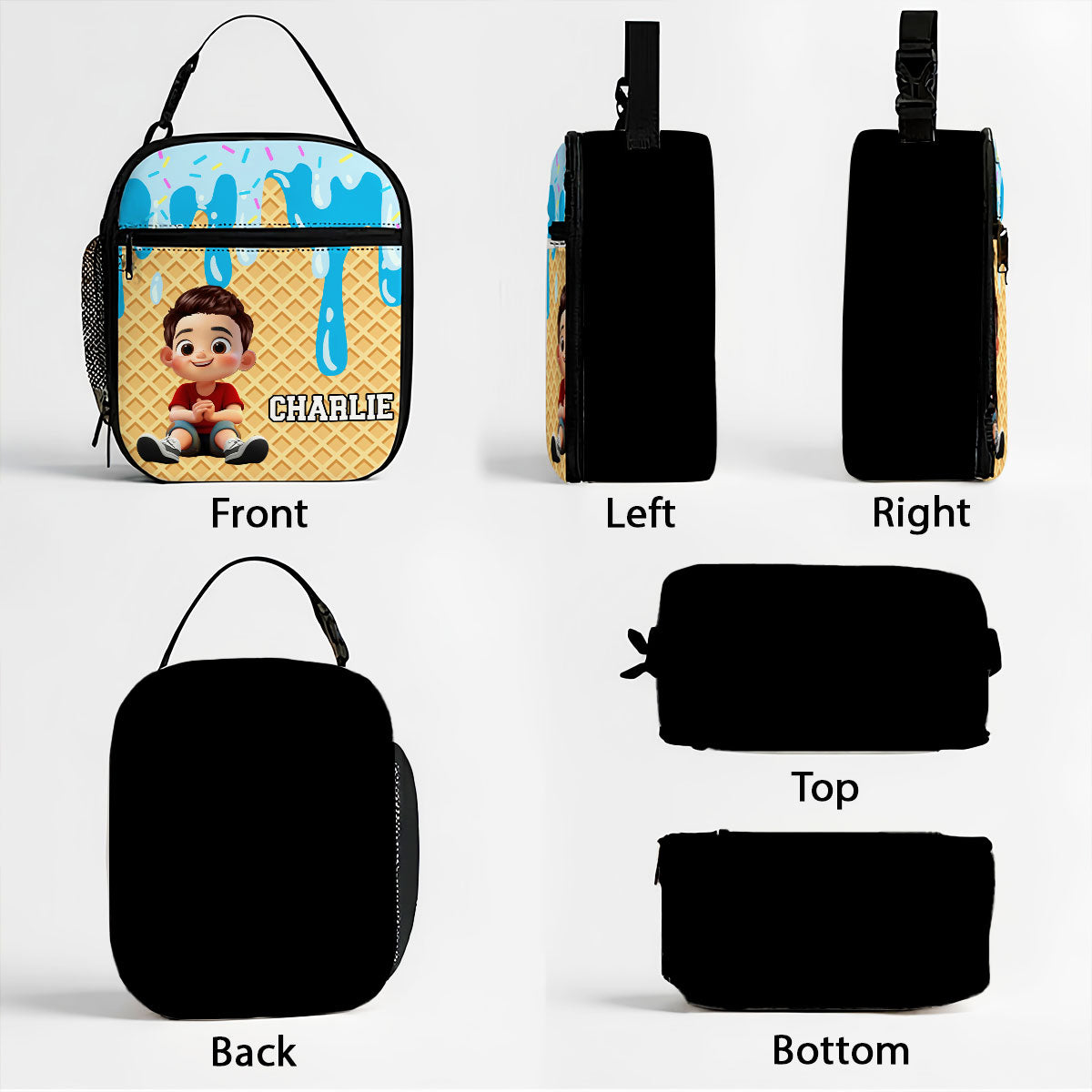 Ice Cream Drip Personalized Insulated Kid Lunch Bag, Back to School Lunch Bag for Kids