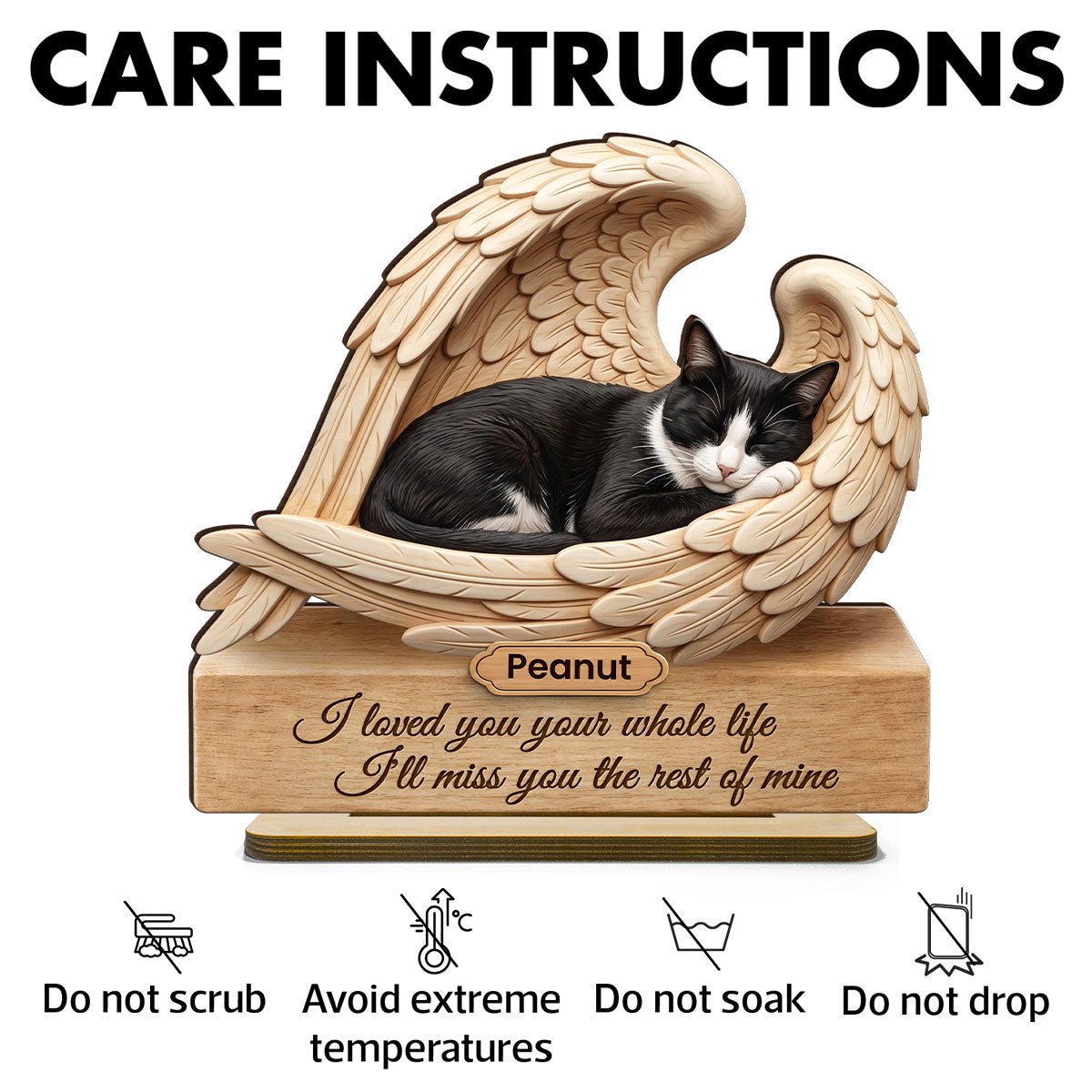 Cat Memorial I Loved You Your Whole Life - Personalized 2-Layered Wooden Plaque - Sympathy Pet Loss Gift