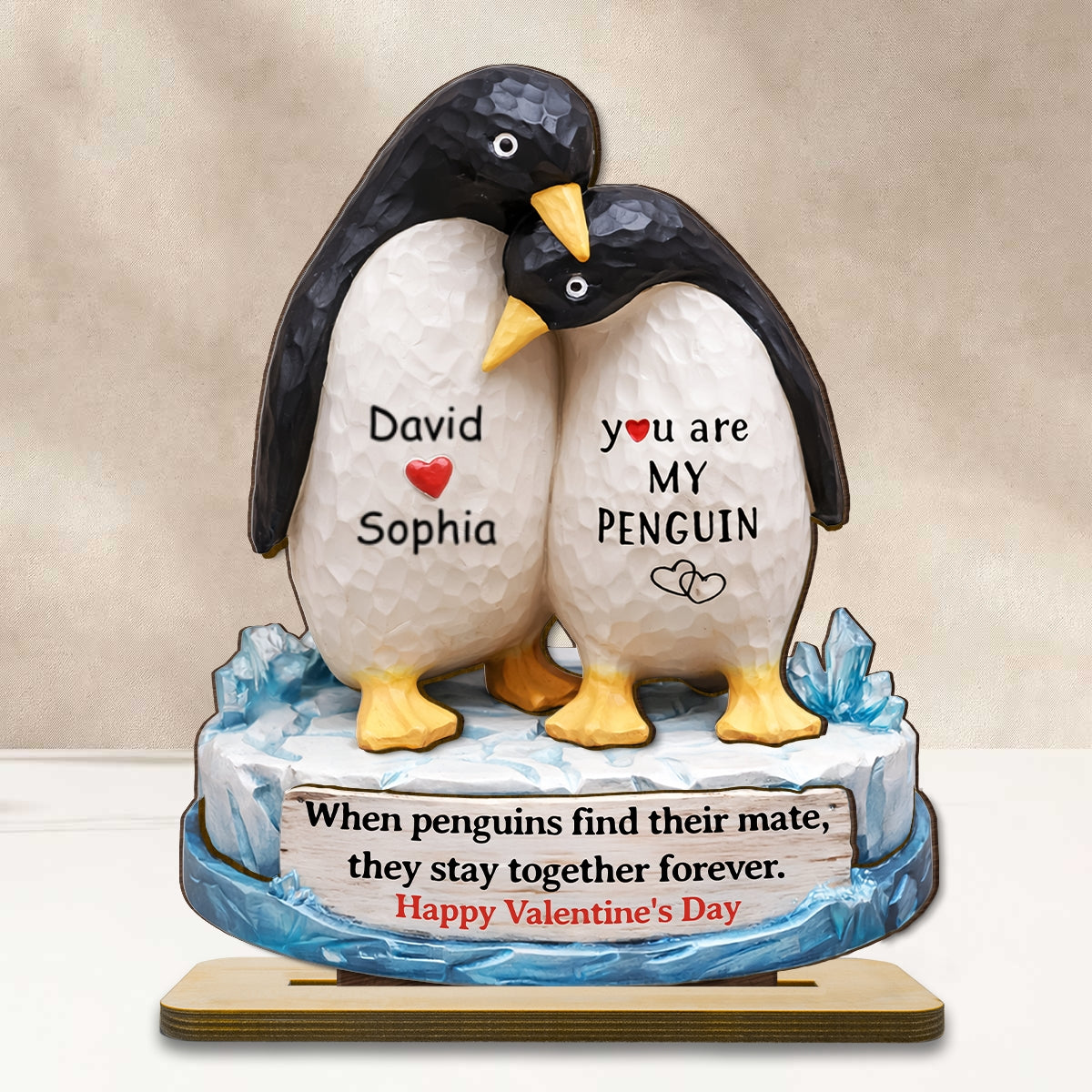 You Are My Penguin - Personalized 2-Layered Wooden Plaque - Sentimental Wedding Anniversary Gift, Gift for Him, for Her