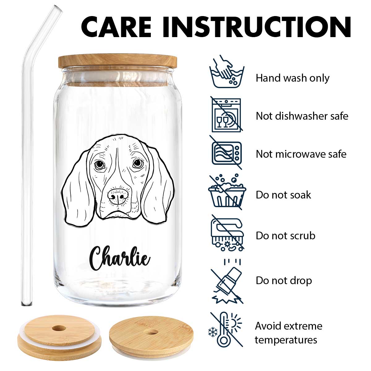 Gift For Dog Mom Dog Lover Dog Outline Personalized Clear Glass Can