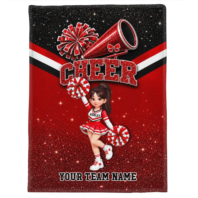 Just A Girl Who Loves Cheerleading Custom Name Team Name - Personalized Fleece Blanket - Christmas Gift For Cheerleaders, Daughter, Granddaughter