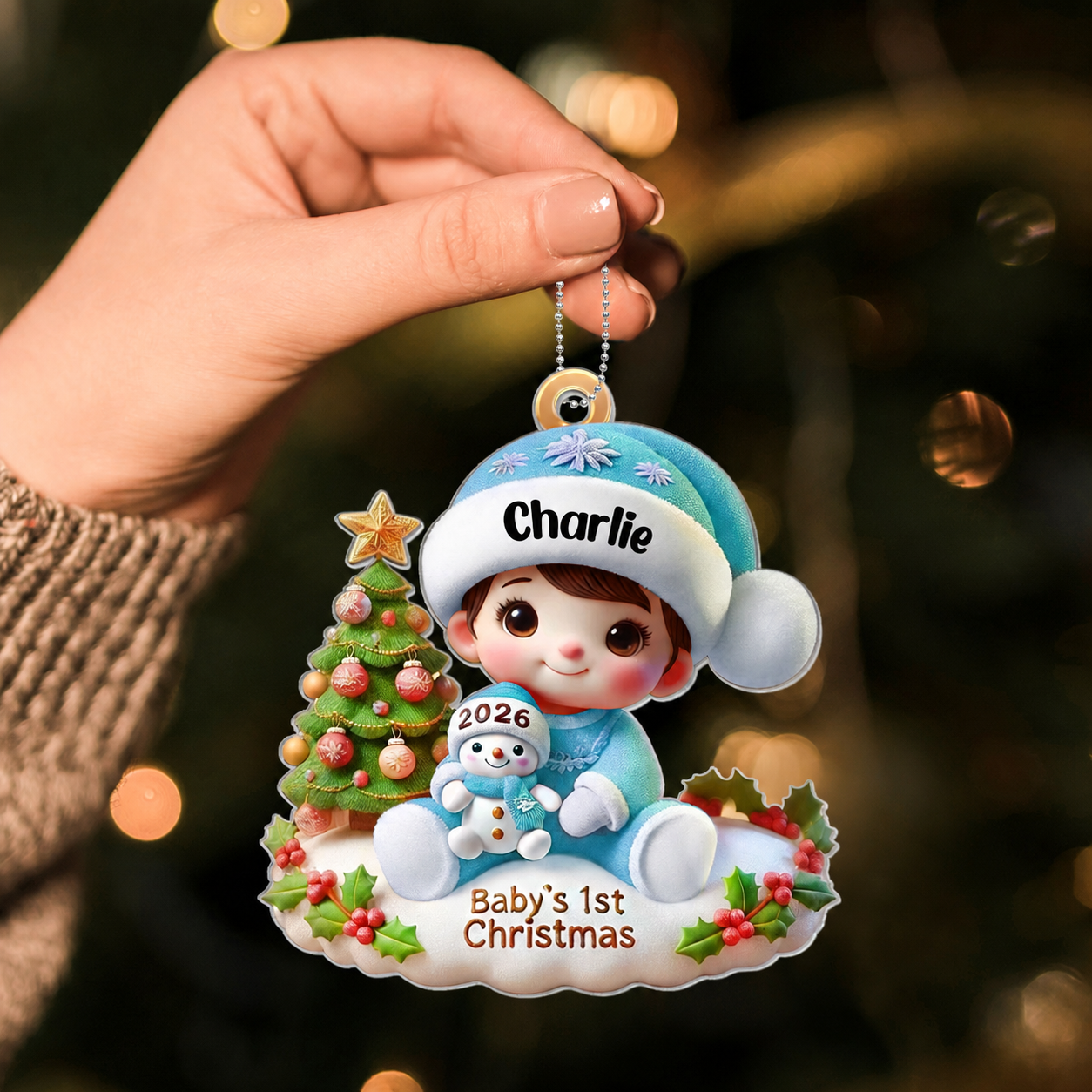 Precious Moments Baby’s First Christmas Dated 2026 Acrylic Ornament, Lovely Keepsake to Celebrate Baby's First Christmas, Christmas Decor For Newborns