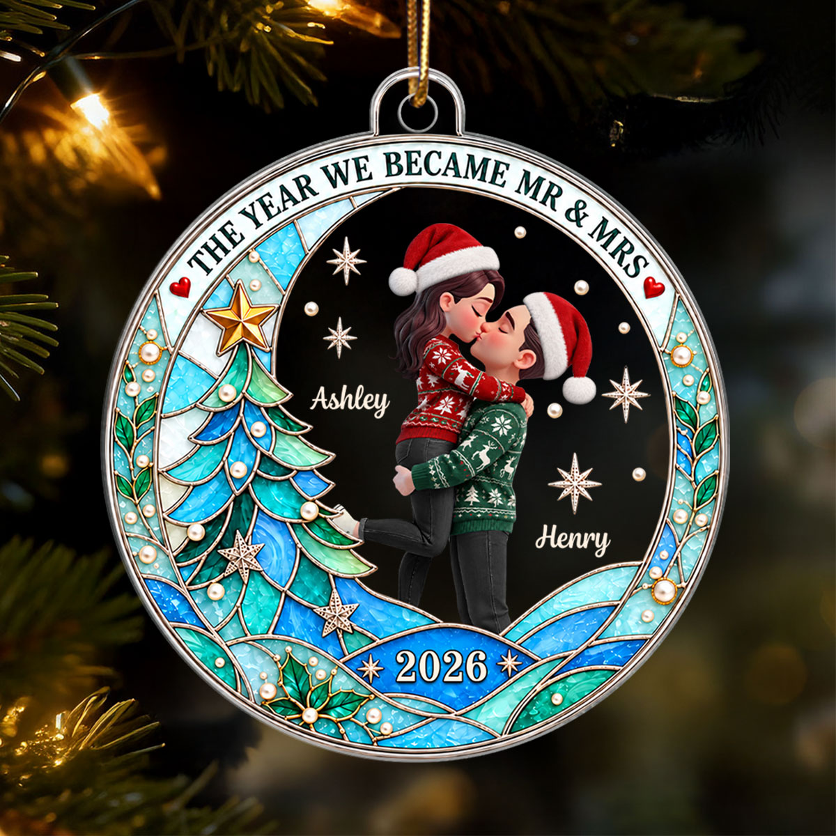 Newlywed Couple 2026 - Personalized Acrylic Ornament - Christmas Keepsake Gift For Couple, Husband, Wife
