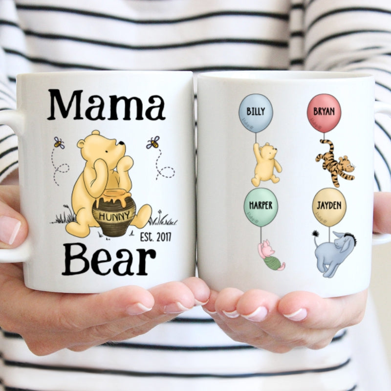 Mama Bear Est. Cute Characters With Balloon Mother‘s Day Gift For Mom Grandma Auntie Personalized Mug