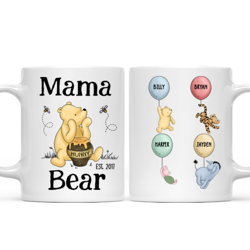 Mama Bear Est. Cute Characters With Balloon Mother‘s Day Gift For Mom Grandma Auntie Personalized Mug