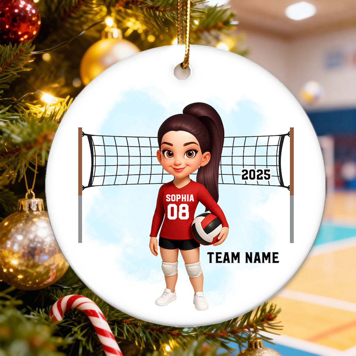 Christmas Volleyball Player - Personalized Ceramic Ornament - Gift For Volleyball Lovers, School Volleyball Team
